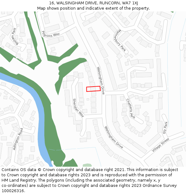 16, WALSINGHAM DRIVE, RUNCORN, WA7 1XJ: Location map and indicative extent of plot