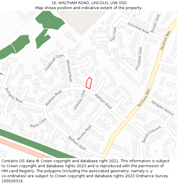 16, WALTHAM ROAD, LINCOLN, LN6 0SD: Location map and indicative extent of plot