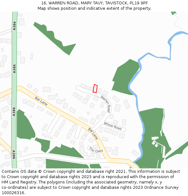 16, WARREN ROAD, MARY TAVY, TAVISTOCK, PL19 9PF: Location map and indicative extent of plot