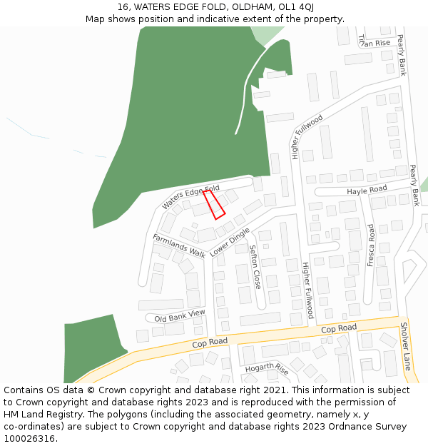 16, WATERS EDGE FOLD, OLDHAM, OL1 4QJ: Location map and indicative extent of plot