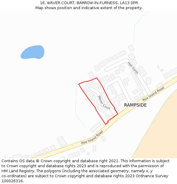 16, WAVER COURT, BARROW-IN-FURNESS, LA13 0PR: Location map and indicative extent of plot