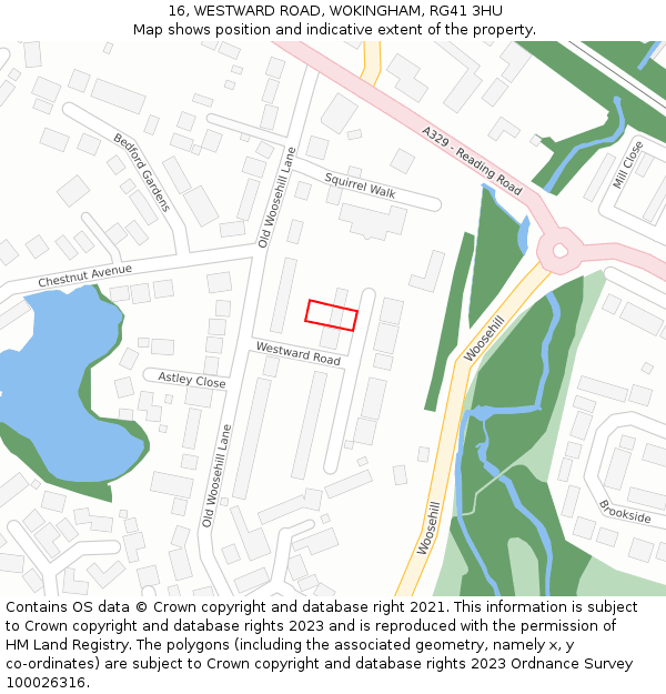 16, WESTWARD ROAD, WOKINGHAM, RG41 3HU: Location map and indicative extent of plot