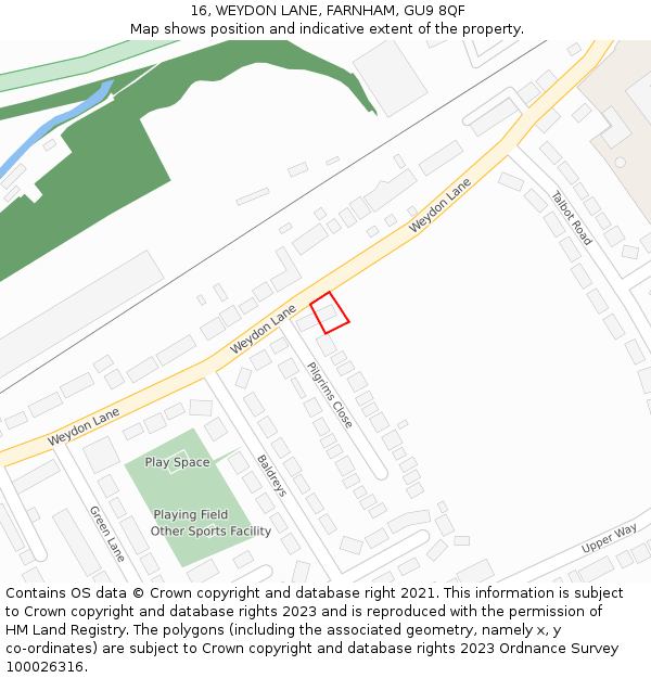 16, WEYDON LANE, FARNHAM, GU9 8QF: Location map and indicative extent of plot