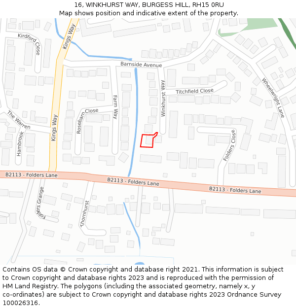 16, WINKHURST WAY, BURGESS HILL, RH15 0RU: Location map and indicative extent of plot