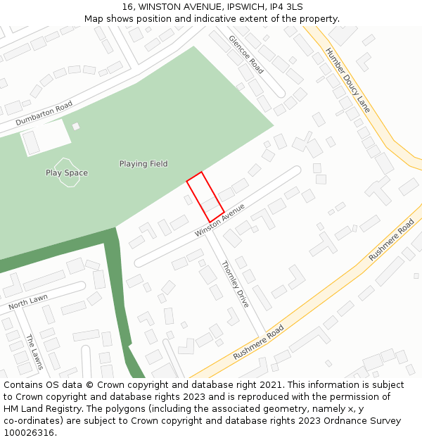 16, WINSTON AVENUE, IPSWICH, IP4 3LS: Location map and indicative extent of plot