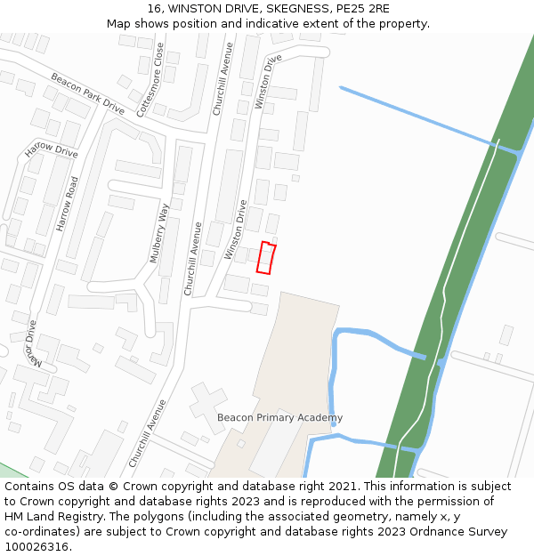 16, WINSTON DRIVE, SKEGNESS, PE25 2RE: Location map and indicative extent of plot