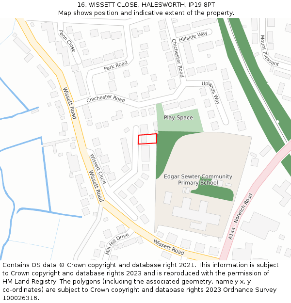 16, WISSETT CLOSE, HALESWORTH, IP19 8PT: Location map and indicative extent of plot