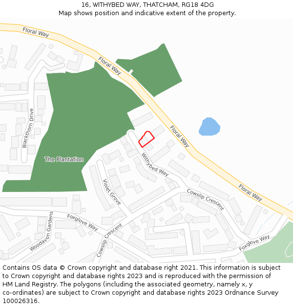 16, WITHYBED WAY, THATCHAM, RG18 4DG: Location map and indicative extent of plot