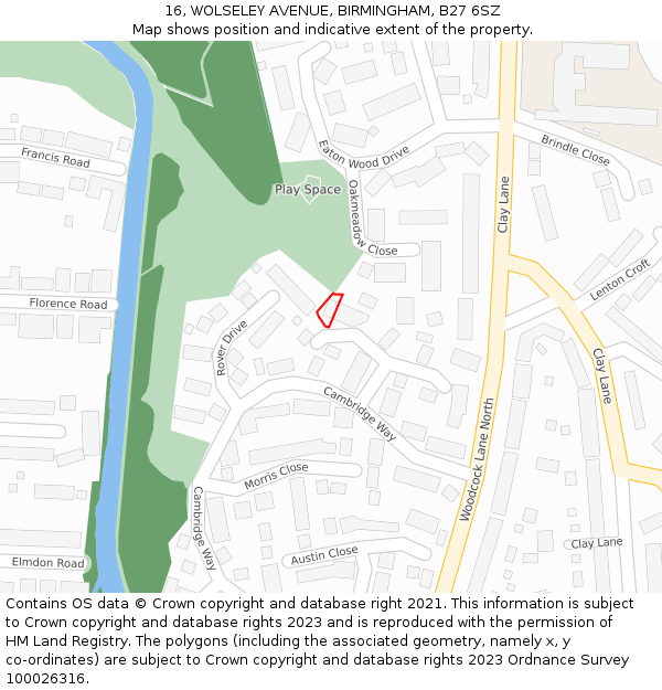 16, WOLSELEY AVENUE, BIRMINGHAM, B27 6SZ: Location map and indicative extent of plot