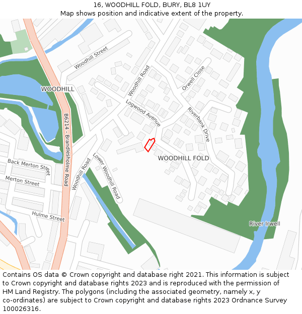 16, WOODHILL FOLD, BURY, BL8 1UY: Location map and indicative extent of plot