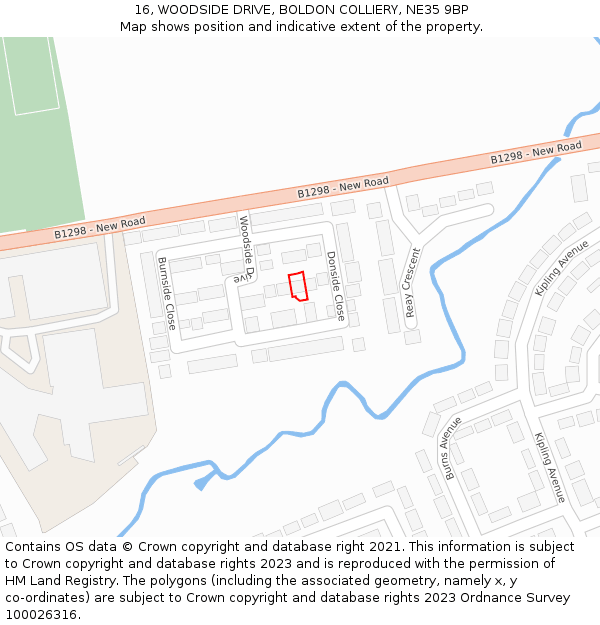 16, WOODSIDE DRIVE, BOLDON COLLIERY, NE35 9BP: Location map and indicative extent of plot