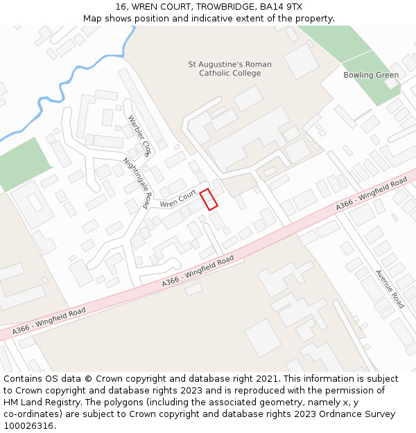 16, WREN COURT, TROWBRIDGE, BA14 9TX: Location map and indicative extent of plot