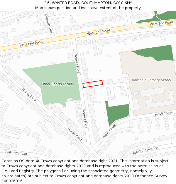 16, WYNTER ROAD, SOUTHAMPTON, SO18 6NY: Location map and indicative extent of plot