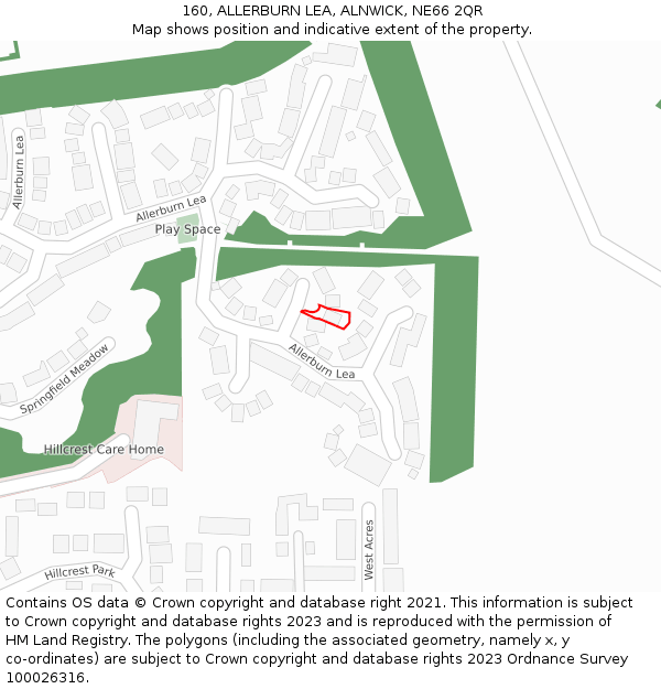 160, ALLERBURN LEA, ALNWICK, NE66 2QR: Location map and indicative extent of plot