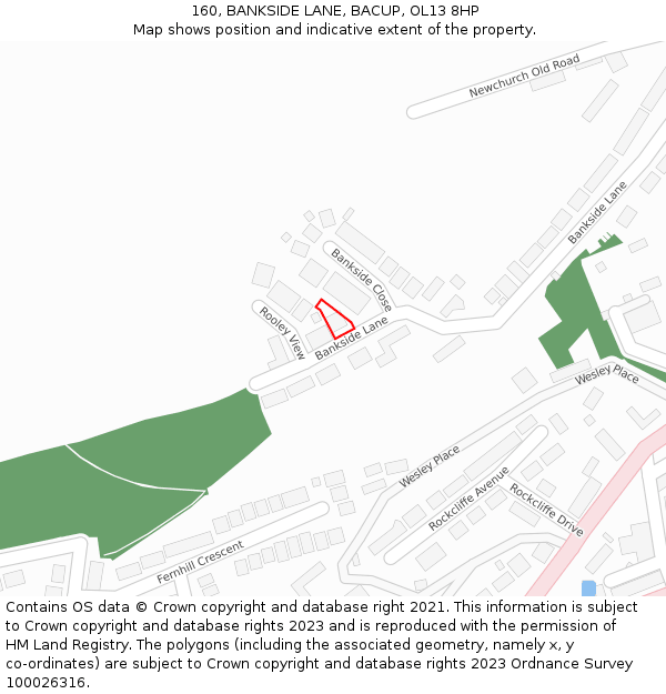 160, BANKSIDE LANE, BACUP, OL13 8HP: Location map and indicative extent of plot