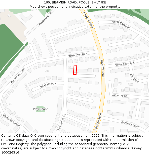 160, BEAMISH ROAD, POOLE, BH17 8SJ: Location map and indicative extent of plot