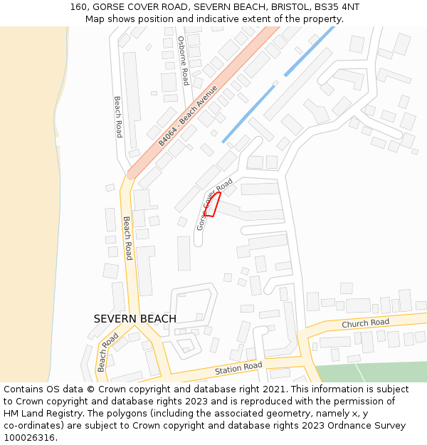 160, GORSE COVER ROAD, SEVERN BEACH, BRISTOL, BS35 4NT: Location map and indicative extent of plot