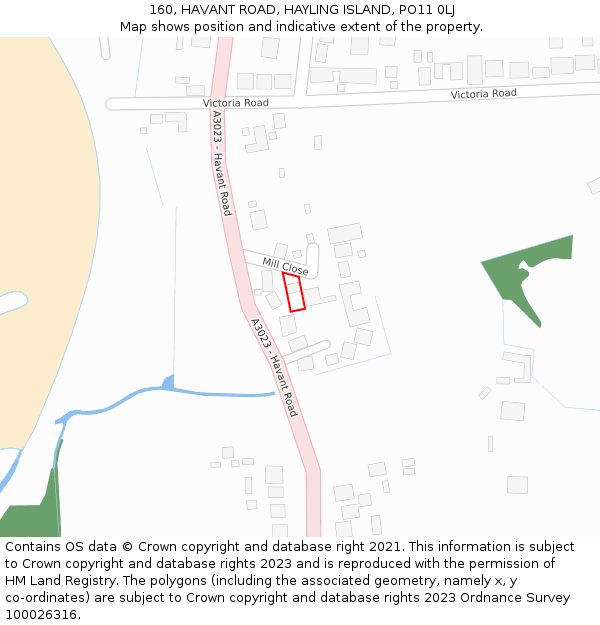 160, HAVANT ROAD, HAYLING ISLAND, PO11 0LJ: Location map and indicative extent of plot