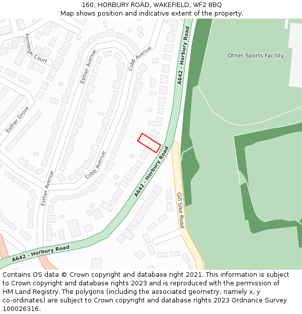 160, HORBURY ROAD, WAKEFIELD, WF2 8BQ: Location map and indicative extent of plot