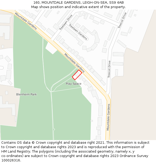 160, MOUNTDALE GARDENS, LEIGH-ON-SEA, SS9 4AB: Location map and indicative extent of plot