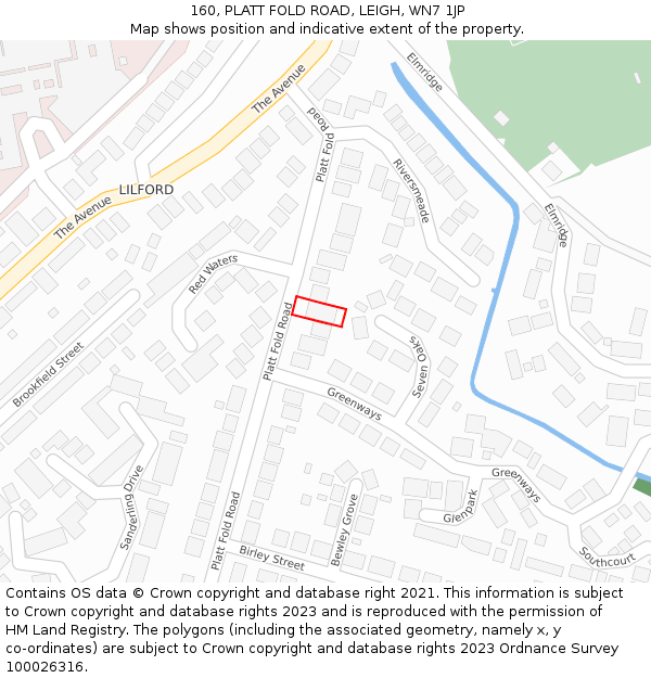 160, PLATT FOLD ROAD, LEIGH, WN7 1JP: Location map and indicative extent of plot