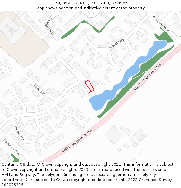 160, RAVENCROFT, BICESTER, OX26 6YF: Location map and indicative extent of plot