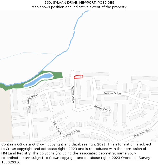 160, SYLVAN DRIVE, NEWPORT, PO30 5EG: Location map and indicative extent of plot