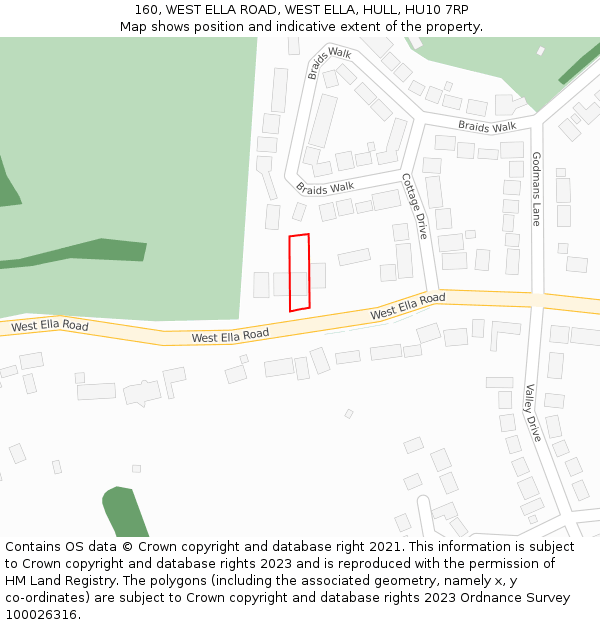 160, WEST ELLA ROAD, WEST ELLA, HULL, HU10 7RP: Location map and indicative extent of plot