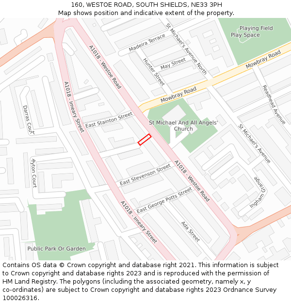 160, WESTOE ROAD, SOUTH SHIELDS, NE33 3PH: Location map and indicative extent of plot