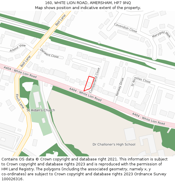 160, WHITE LION ROAD, AMERSHAM, HP7 9NQ: Location map and indicative extent of plot