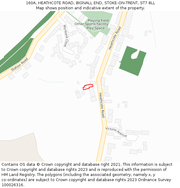 160A, HEATHCOTE ROAD, BIGNALL END, STOKE-ON-TRENT, ST7 8LL: Location map and indicative extent of plot