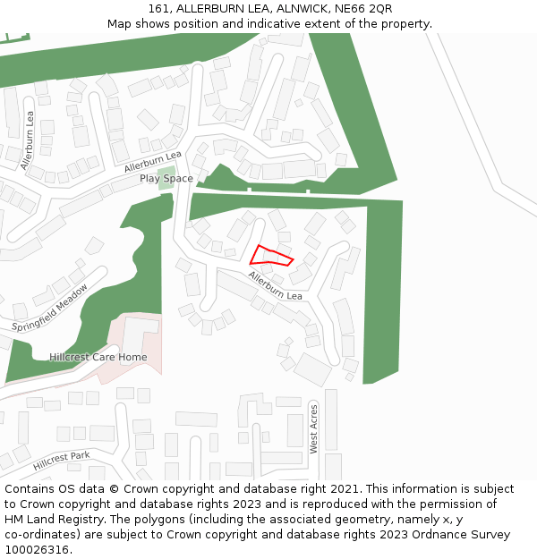 161, ALLERBURN LEA, ALNWICK, NE66 2QR: Location map and indicative extent of plot
