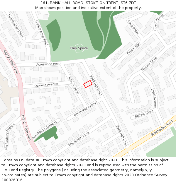 161, BANK HALL ROAD, STOKE-ON-TRENT, ST6 7DT: Location map and indicative extent of plot
