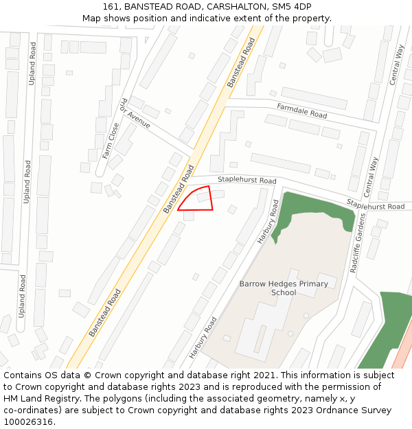 161, BANSTEAD ROAD, CARSHALTON, SM5 4DP: Location map and indicative extent of plot