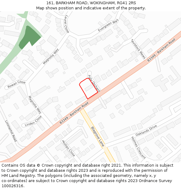 161, BARKHAM ROAD, WOKINGHAM, RG41 2RS: Location map and indicative extent of plot