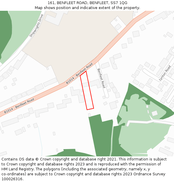 161, BENFLEET ROAD, BENFLEET, SS7 1QG: Location map and indicative extent of plot
