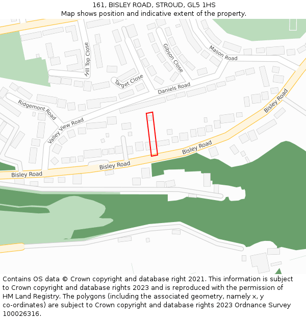 161, BISLEY ROAD, STROUD, GL5 1HS: Location map and indicative extent of plot