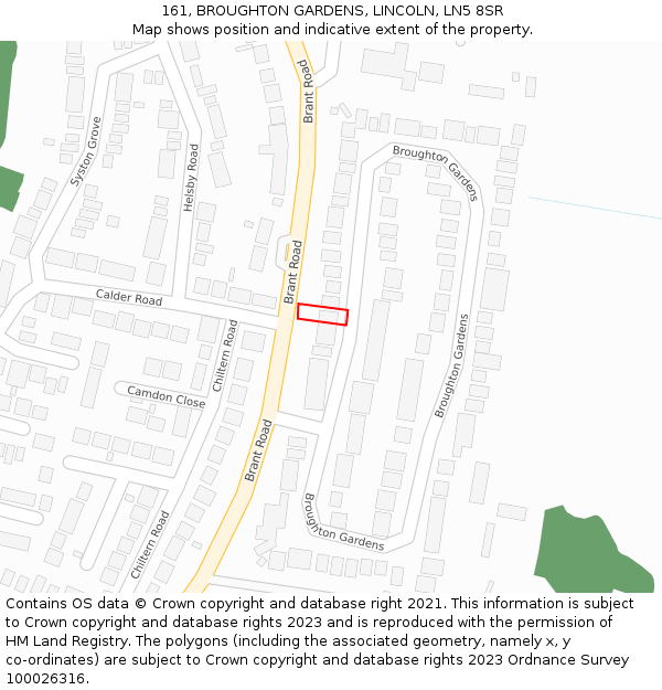 161, BROUGHTON GARDENS, LINCOLN, LN5 8SR: Location map and indicative extent of plot