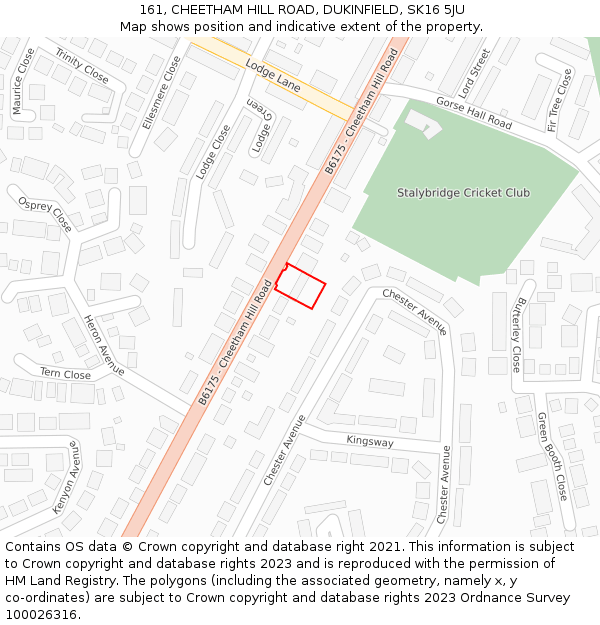161, CHEETHAM HILL ROAD, DUKINFIELD, SK16 5JU: Location map and indicative extent of plot