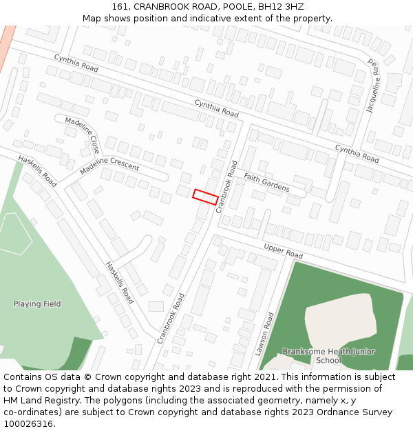 161, CRANBROOK ROAD, POOLE, BH12 3HZ: Location map and indicative extent of plot