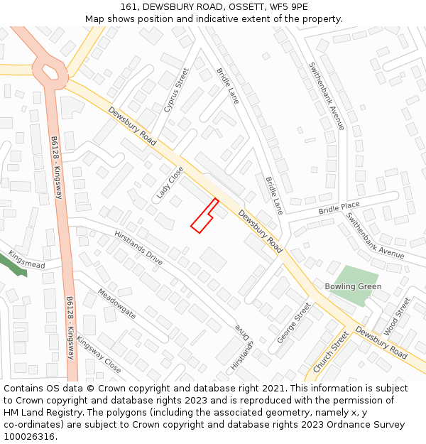 161, DEWSBURY ROAD, OSSETT, WF5 9PE: Location map and indicative extent of plot