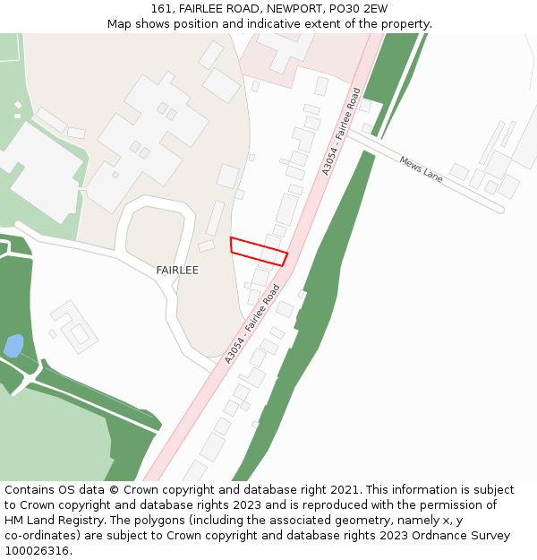 161, FAIRLEE ROAD, NEWPORT, PO30 2EW: Location map and indicative extent of plot