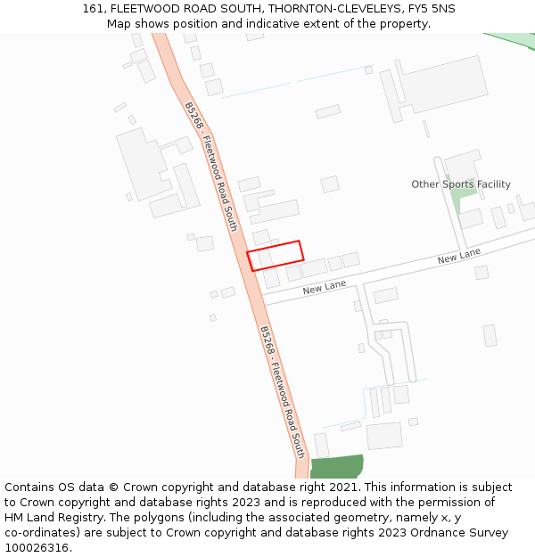 161, FLEETWOOD ROAD SOUTH, THORNTON-CLEVELEYS, FY5 5NS: Location map and indicative extent of plot