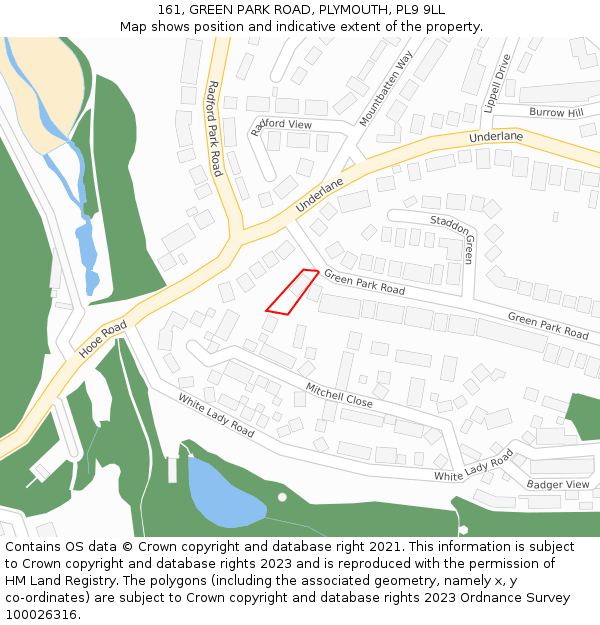 161, GREEN PARK ROAD, PLYMOUTH, PL9 9LL: Location map and indicative extent of plot