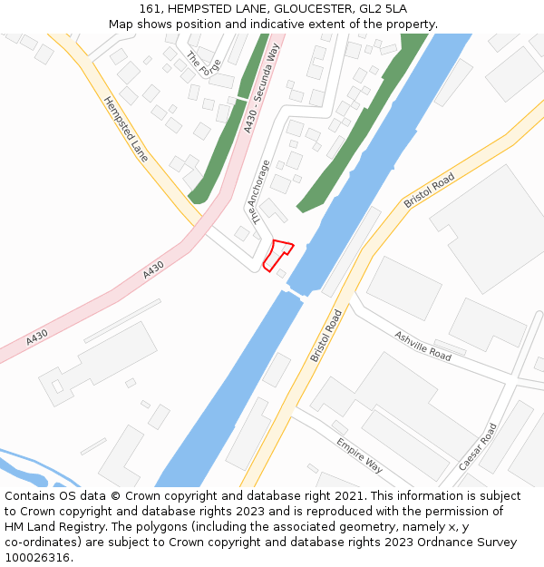 161, HEMPSTED LANE, GLOUCESTER, GL2 5LA: Location map and indicative extent of plot