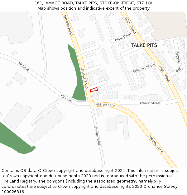 161, JAMAGE ROAD, TALKE PITS, STOKE-ON-TRENT, ST7 1QL: Location map and indicative extent of plot