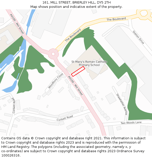 161, MILL STREET, BRIERLEY HILL, DY5 2TH: Location map and indicative extent of plot