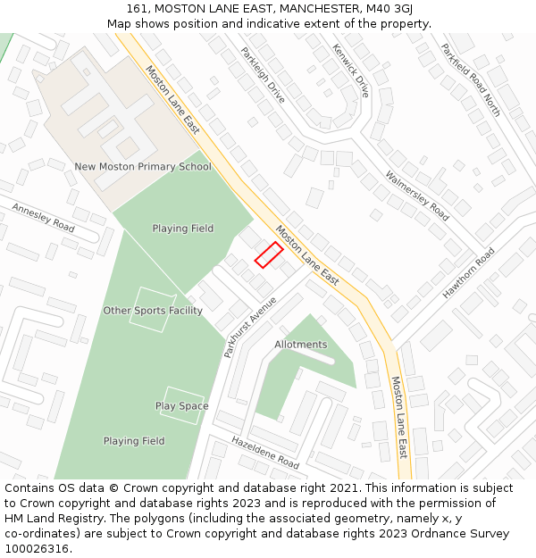 161, MOSTON LANE EAST, MANCHESTER, M40 3GJ: Location map and indicative extent of plot