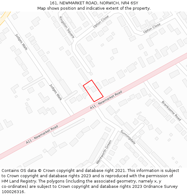 161, NEWMARKET ROAD, NORWICH, NR4 6SY: Location map and indicative extent of plot