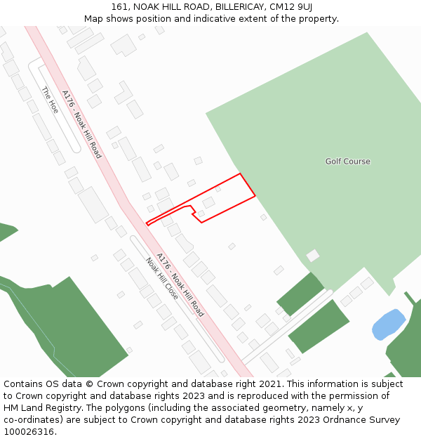 161, NOAK HILL ROAD, BILLERICAY, CM12 9UJ: Location map and indicative extent of plot